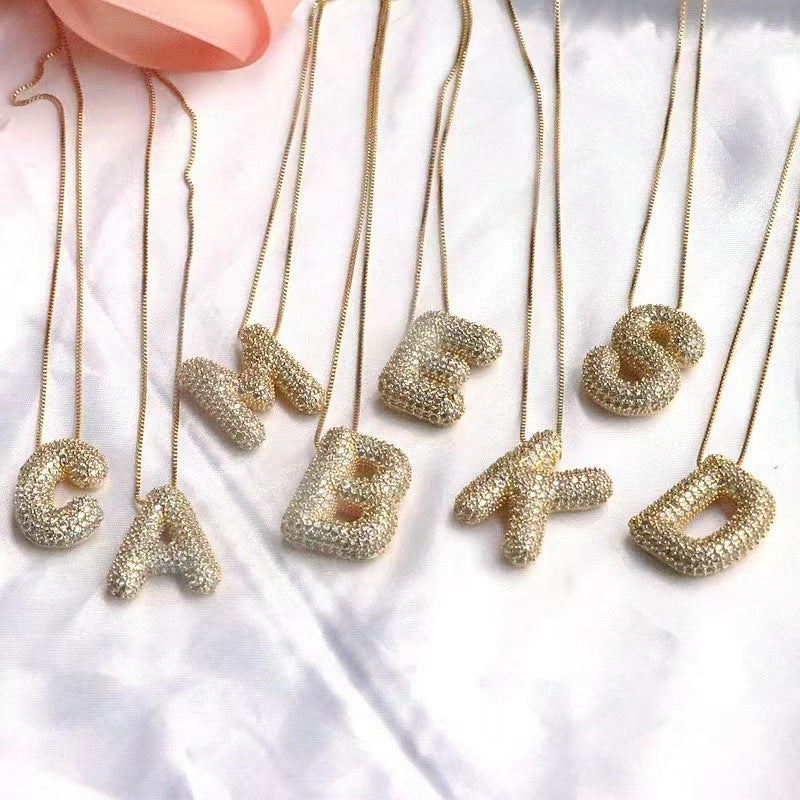 18K Gold Plated Balloon English Letter Pendant Necklace