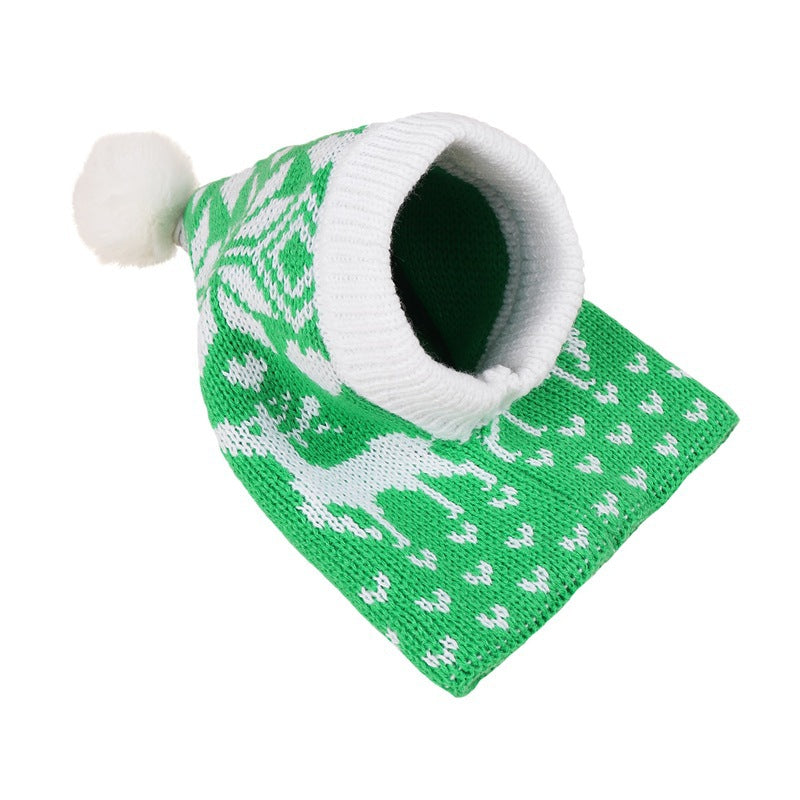 Noël nouvelle atmosphère amour flocon de neige wapiti impression tricoté chaud chien de compagnie chat boule de fourrure chapeau