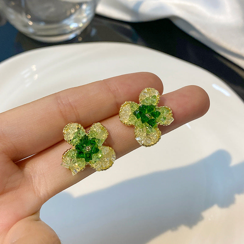 Boucles d'oreilles à fleurs vertes de haute qualité pour femmes