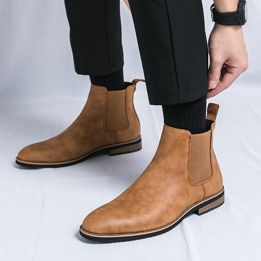 Chaussures en cuir pointues hautes de grande taille bottes Chelsea pointues britanniques pour hommes