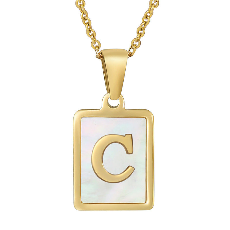 Women's Fashionable Stainless Steel Shell Letter Necklace