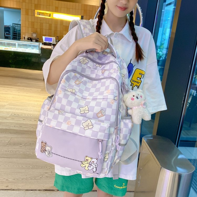 Mochila a cuadros de ajedrez femenina y moderna