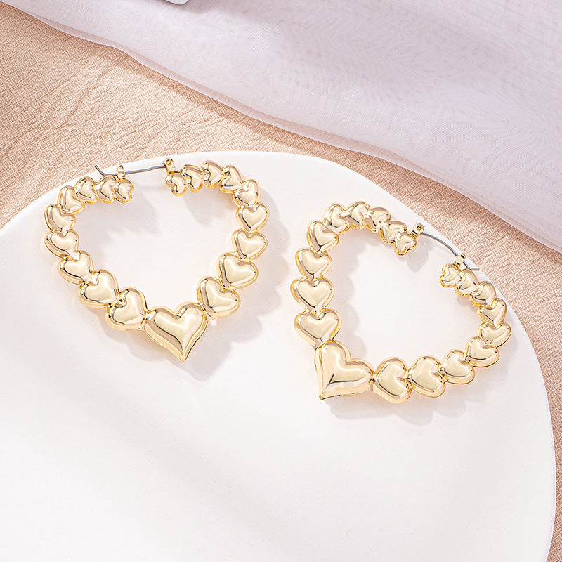 Boucles d'oreilles coeur d'amour personnalisées exagérées pour femmes