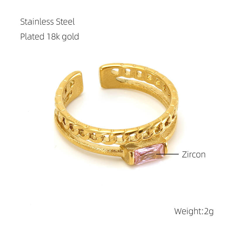 Bague en diamant en acier inoxydable pour femmes, tempérament de mode