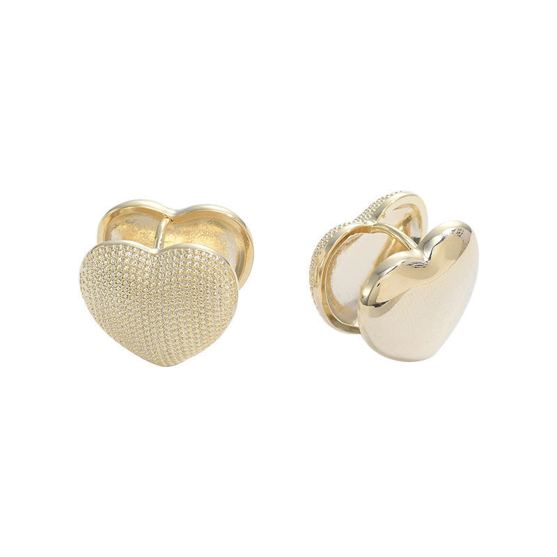 Clip d'oreille d'amour double face métallique de haute qualité pour femmes