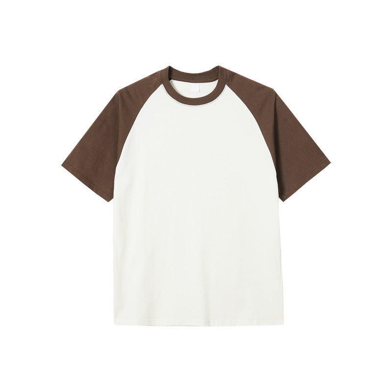 270g Cotton Contrast Color Short-sleeved Raglan Loose T-shirt