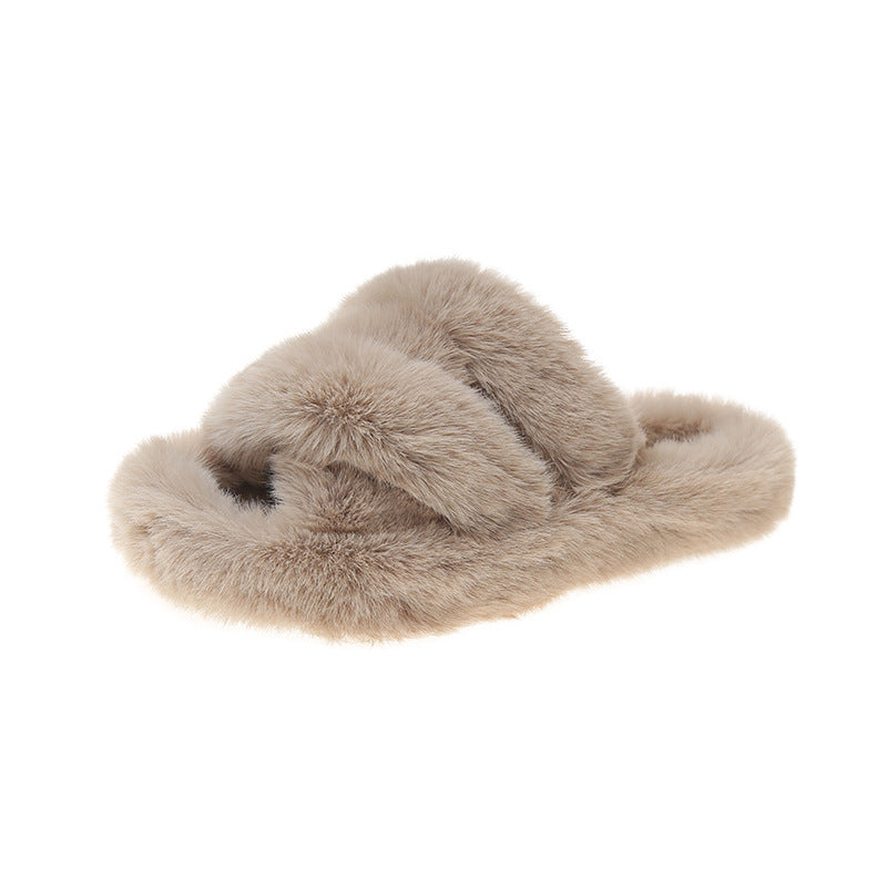 Pantoufles grande taille pour femmes, vêtements d'extérieur, fond épais, trois barres croisées