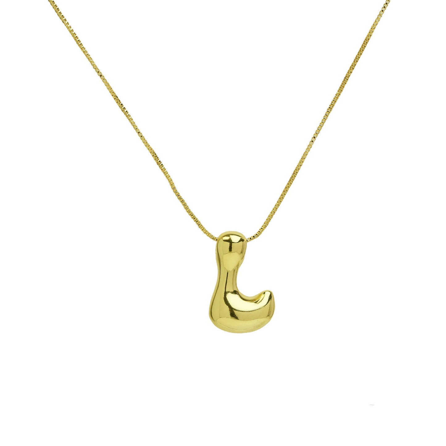 Brass Glossy Balloon English Letter Pendant Necklace