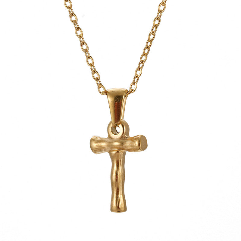 Collier pendentif lettre en acier inoxydable 18 carats en bambou Hip Hop