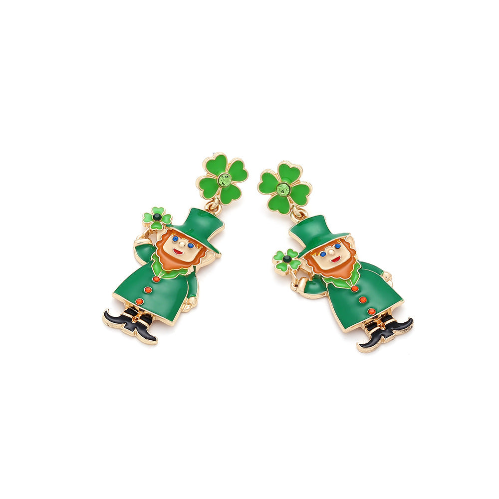 Irish Carnival Green Elf Earrings