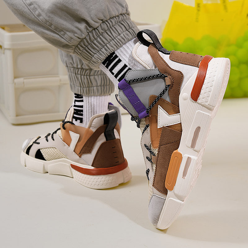 Zapato de tabla alto con superficie de malla transpirable Flyknit de talla grande de verano para hombre