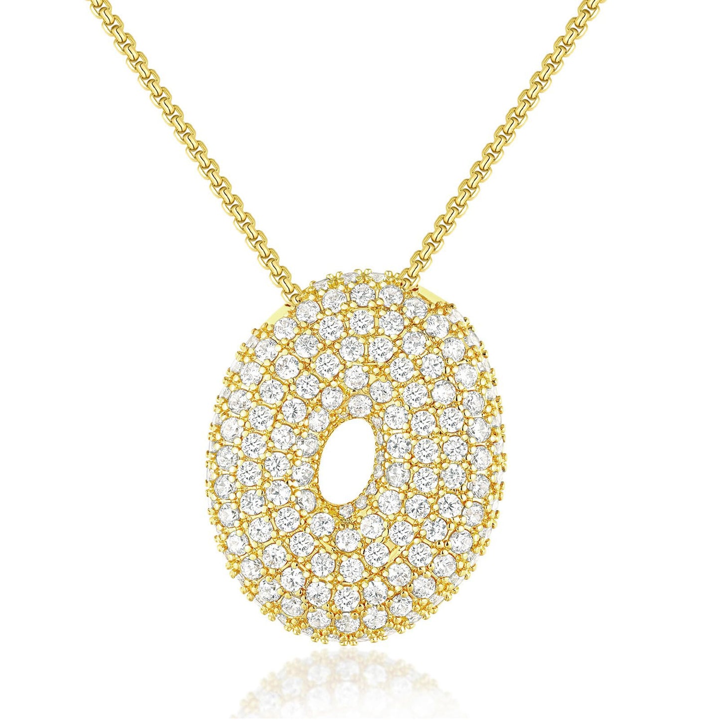 All-matching 26 English Letters Pendant Necklace Female Inlaid Zircon Chubby Balloon Letters