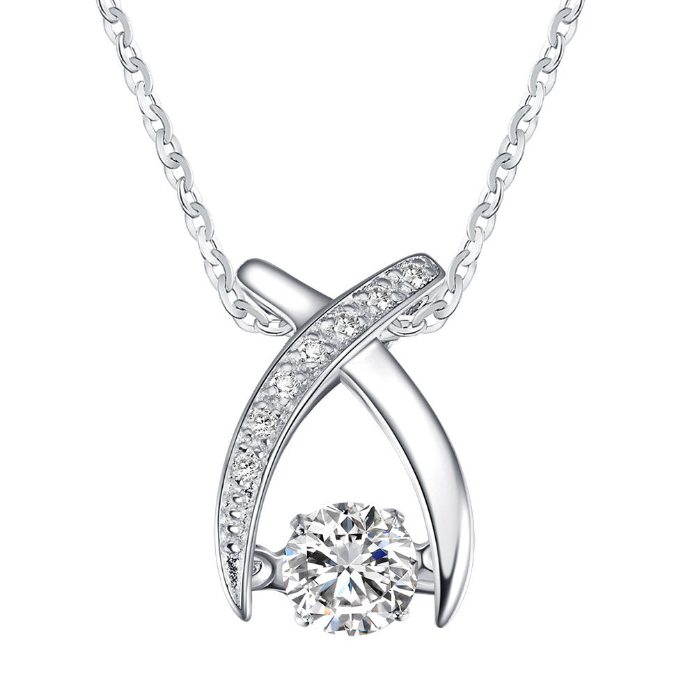 Collier suspendu intelligent en argent sterling avec micro incrusté de cœur battant