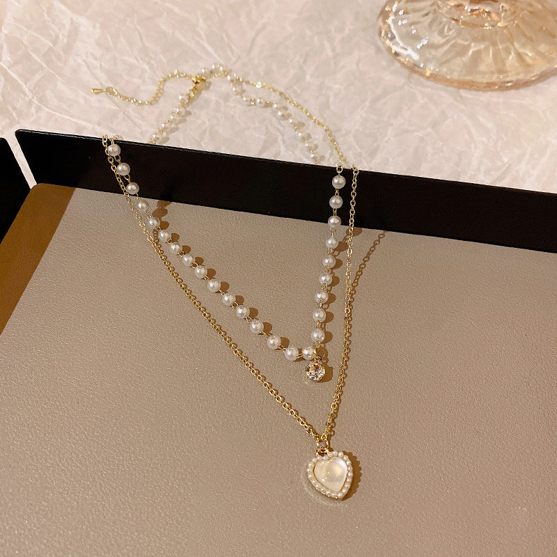 Collier de perles d'amour à coutures assorties pour femmes