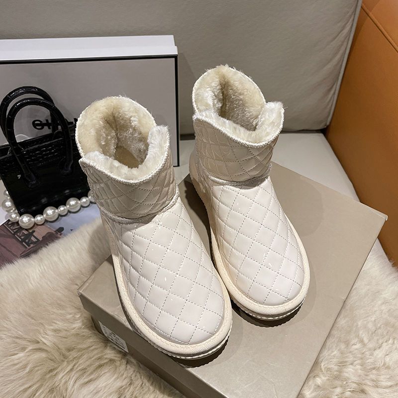 Bottes de neige imperméables pour femmes, losange, antidérapantes, épaisses