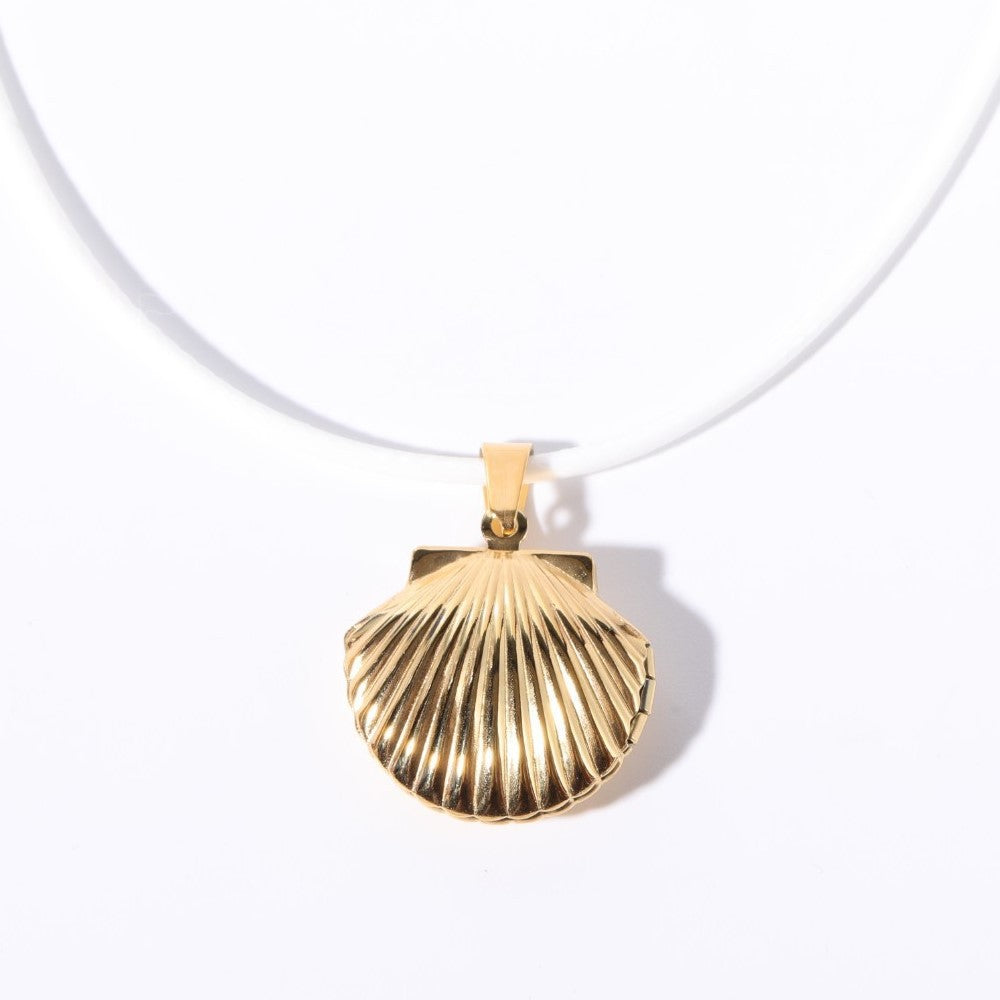Shell Titanium Steel Album Necklace Opening And Closing Envelope Necklace