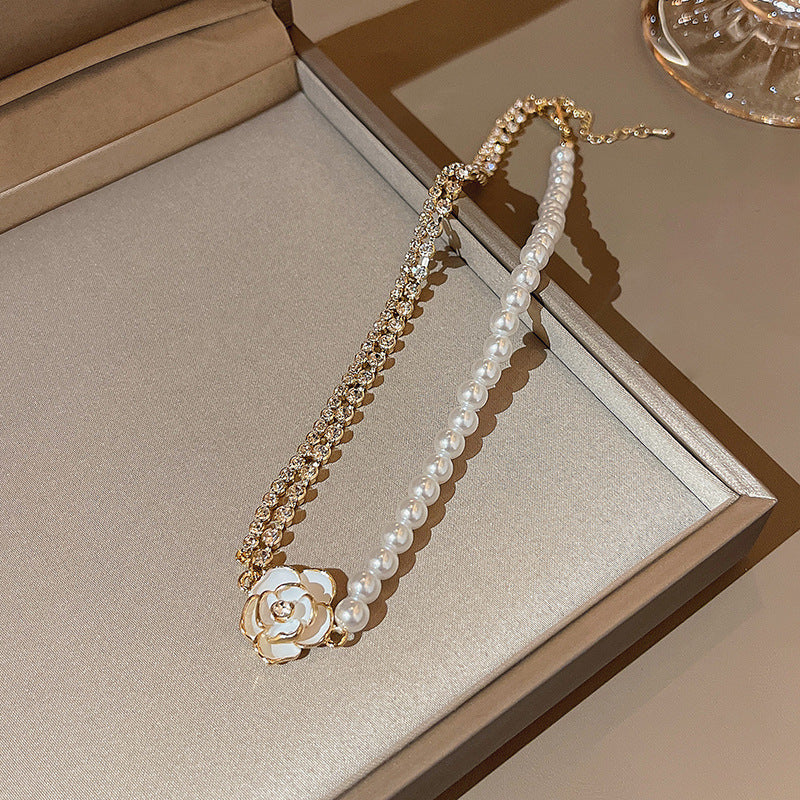 Collier de perles d'amour à coutures assorties pour femmes