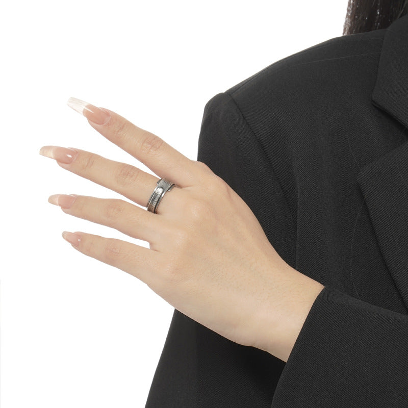 Retro Distressed Origami Ring Unisex