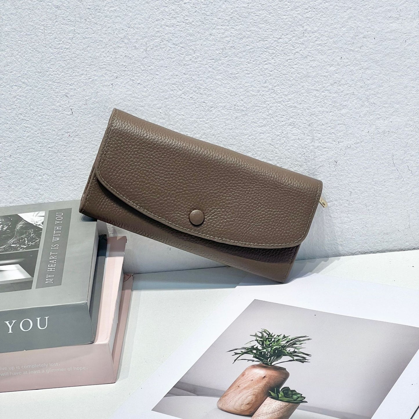 Portefeuille pour femme en cuir de vache pleine couche en cuir véritable