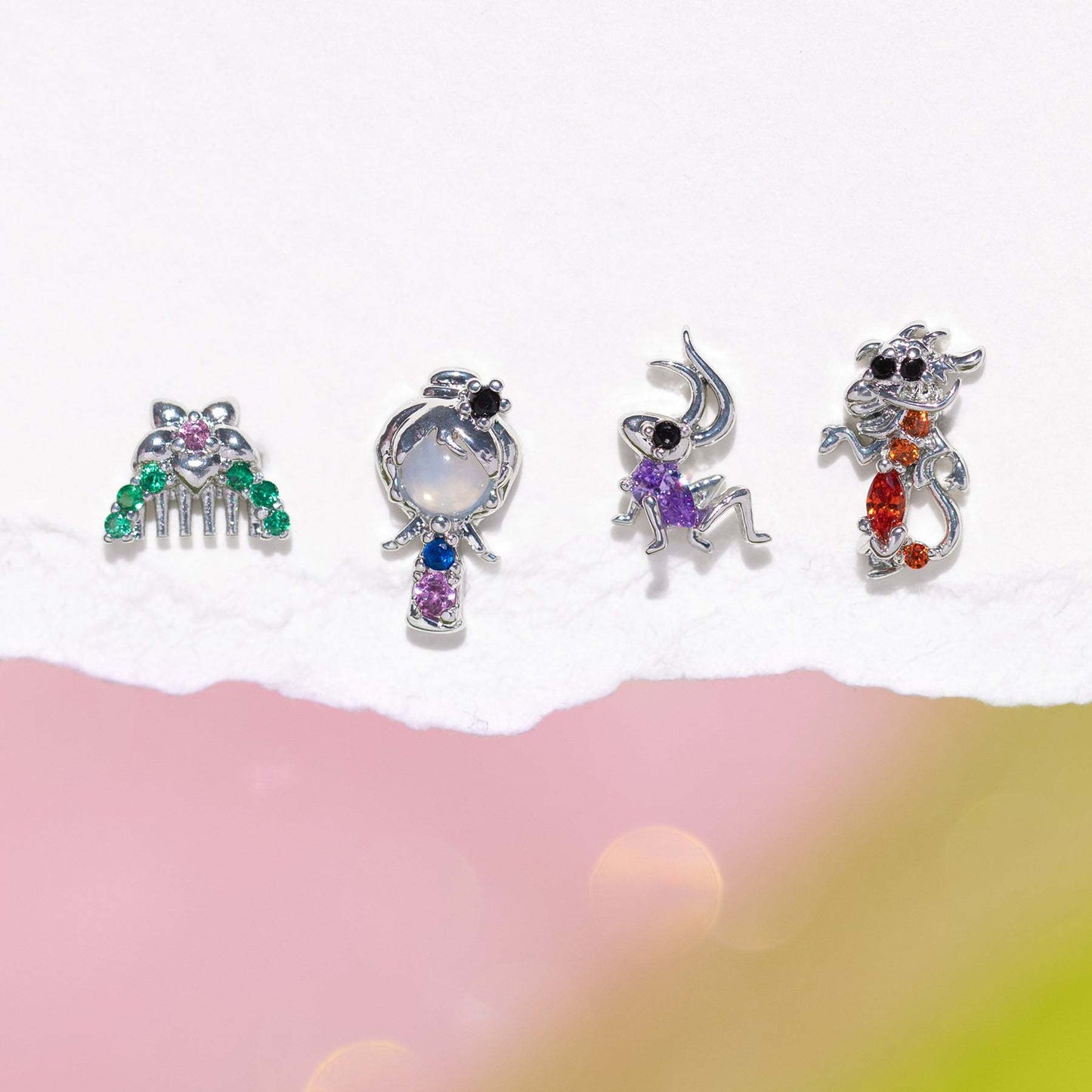 Creative Cartoon Character Micro-inlaid Color Zircon Animal Stud Earrings