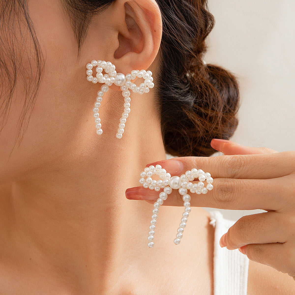 Boucles d'oreilles à pampilles françaises, nœud européen et américain, simples