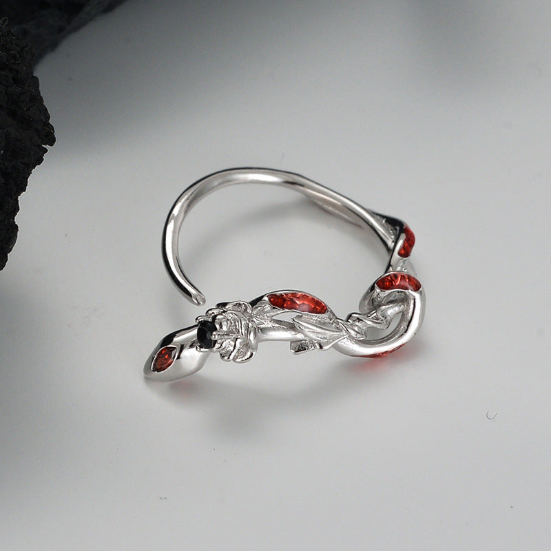 Bague en argent sterling avec rose pour femme