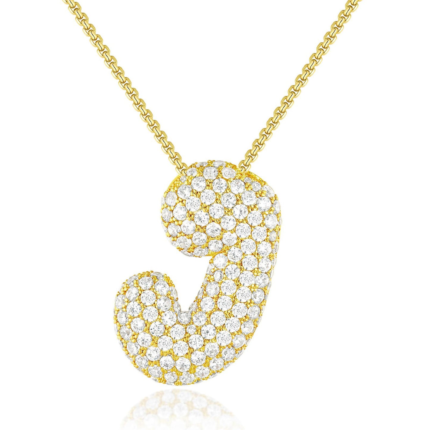 All-matching 26 English Letters Pendant Necklace Female Inlaid Zircon Chubby Balloon Letters