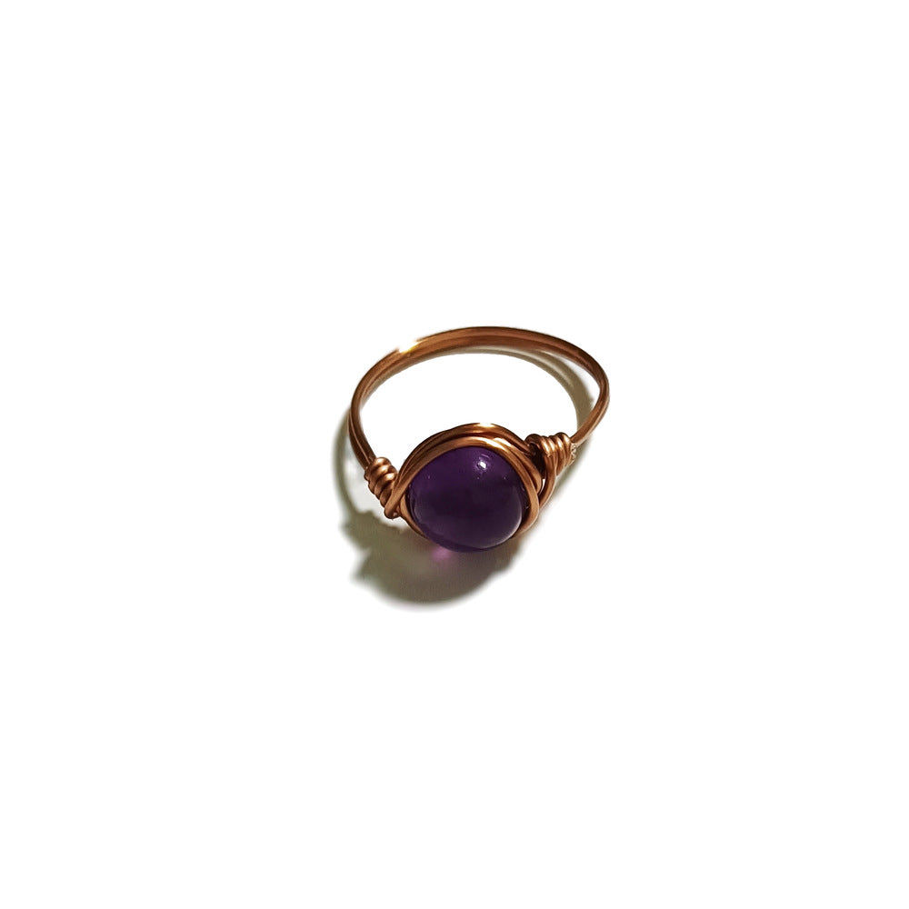 Bague d'améthyste en agate simple et naturelle à la mode