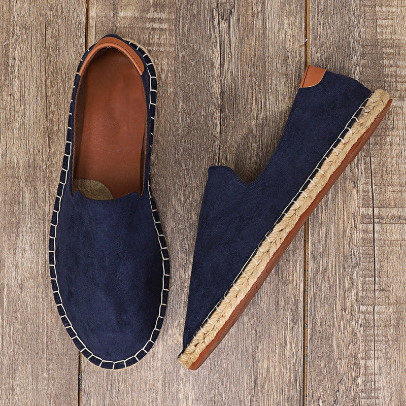 Chaussures en corde de chanvre tissées en paille pour hommes, chaussures en toile à enfiler pour pêcheur