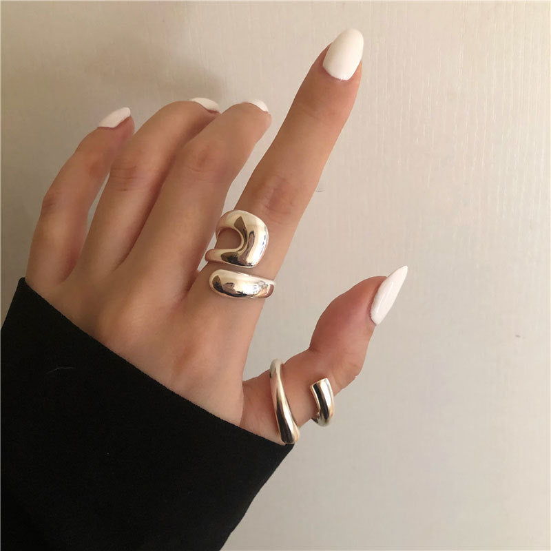 Bague à géométrie exagérée rétro de style coréen pour femmes