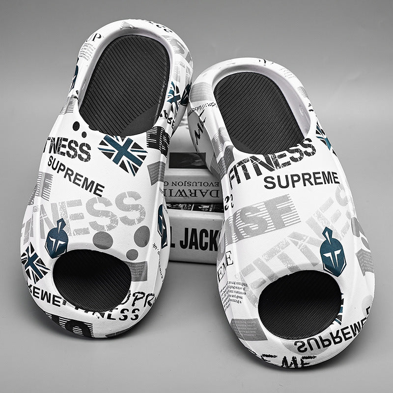 Zapatillas de plataforma bicolor de EVA con estampado de letras