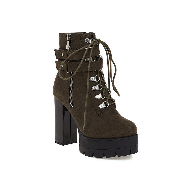 Bottines de scène avec boucle de ceinture, chaussures à plateforme à talons hauts, épaisses, nouvelle collection