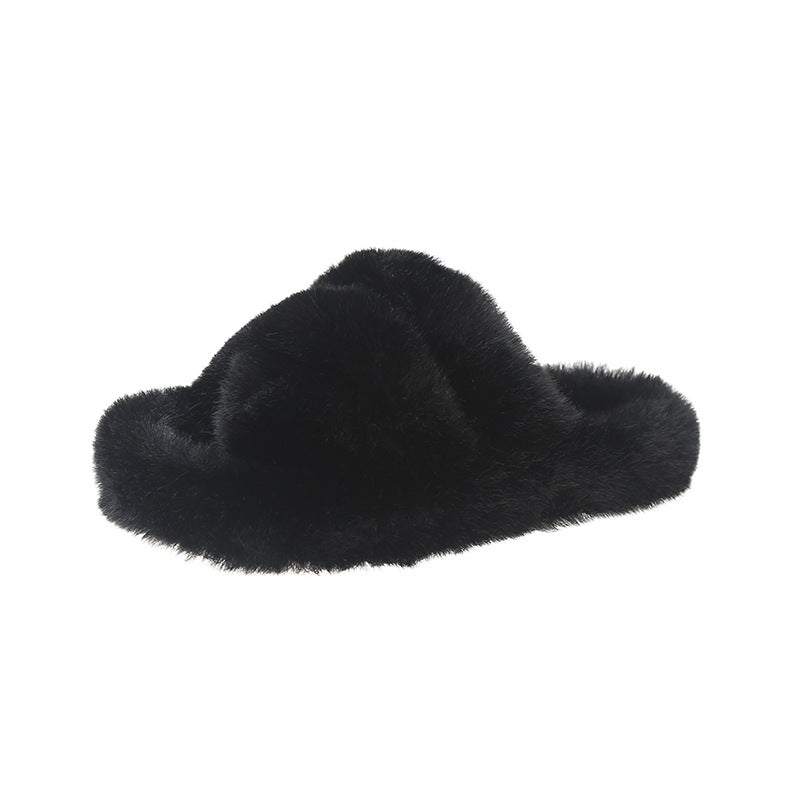 Pantoufles grande taille pour femmes, vêtements d'extérieur, fond épais, trois barres croisées