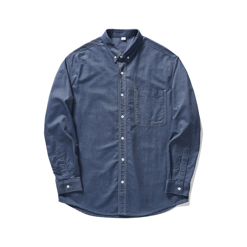 Oxford Long Sleeve Shirt Simple Solid Color