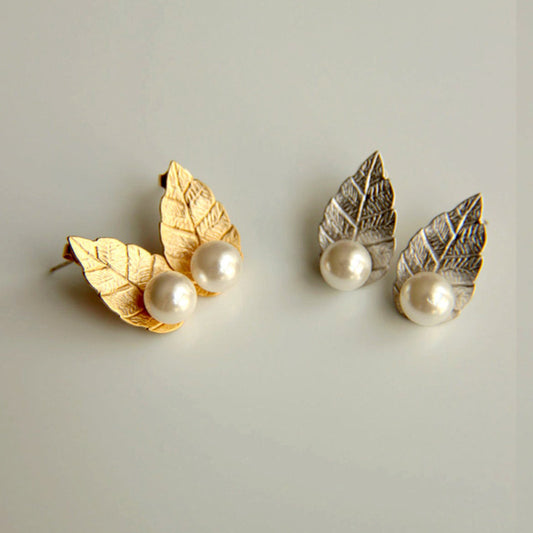 Boucles d'oreilles bohèmes créatives en forme de feuille de perles