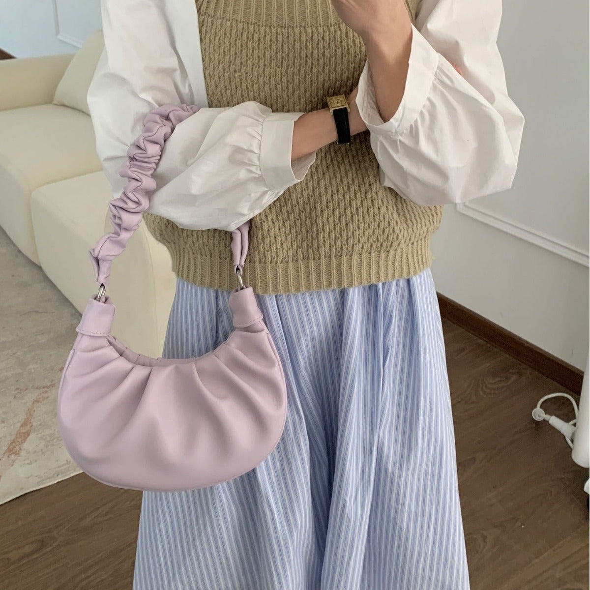 Sweet Pleated Women's Portable Cloud Bag