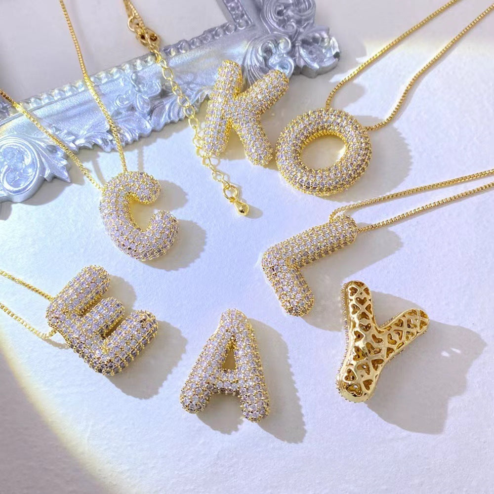 18K Gold Plated Balloon English Letter Pendant Necklace