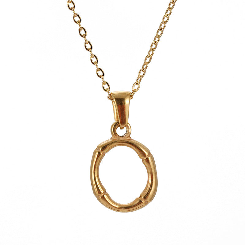 Collier pendentif lettre en acier inoxydable 18 carats en bambou Hip Hop