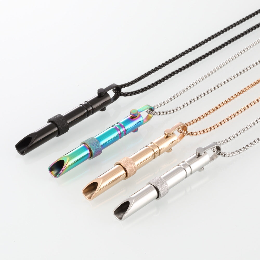 Collar de respiración de acero inoxidable para parejas, colgante para aliviar la ansiedad, estrés, ataque de pánico, meditación
