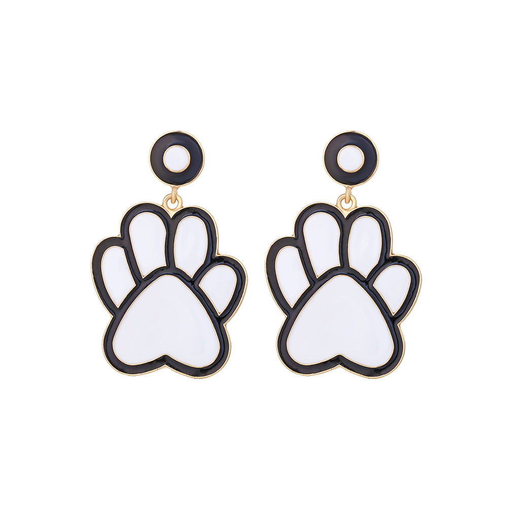 Boucles d'oreilles en alliage exagéré avec empreintes de chiots dégoulinantes
