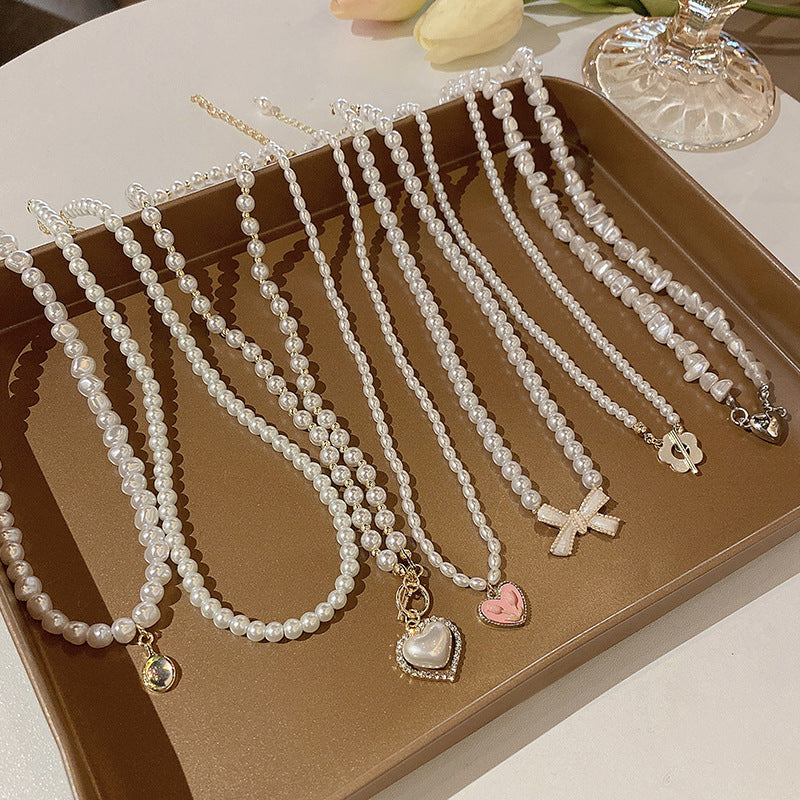 Collier de perles d'amour à coutures assorties pour femmes