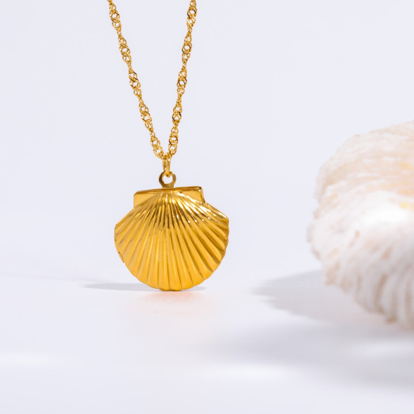 Shell Titanium Steel Album Necklace Opening And Closing Envelope Necklace