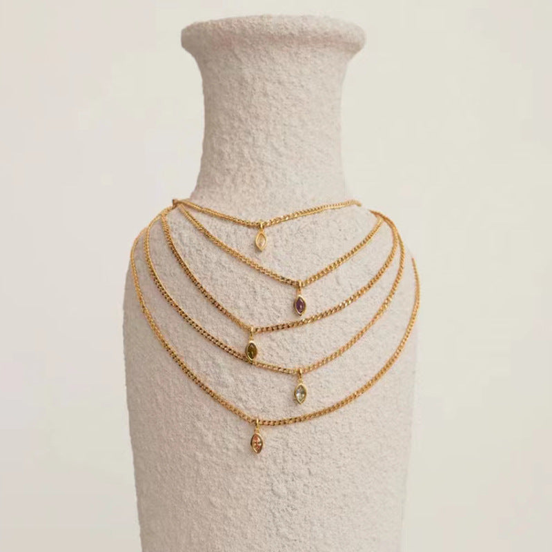 Fashion Multicolor Eye Zircon Necklace