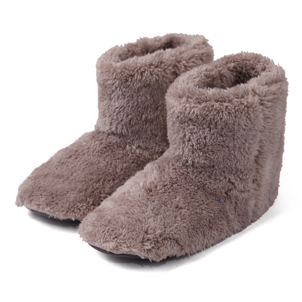 Couple bottes hautes en molleton de corail, chaussures d'intérieur en coton pour la maison