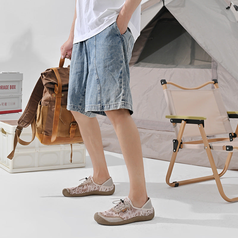 Chaussures de couture faites à la main pour hommes en cuir véritable de grande taille légères