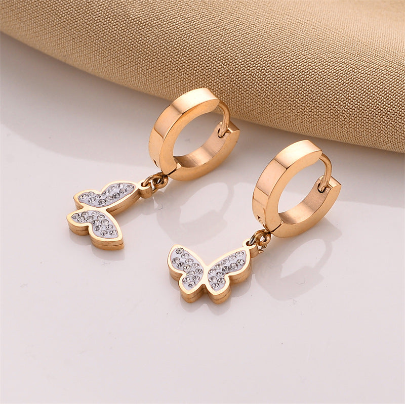 Boucles d'oreilles européennes et américaines en acier titane sans décoloration