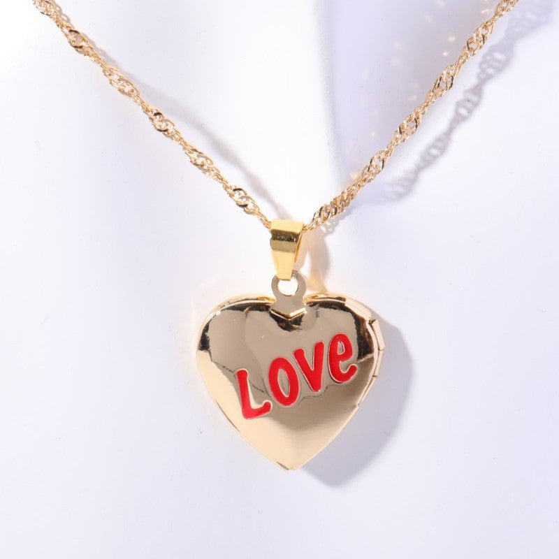 Shell Titanium Steel Album Necklace Opening And Closing Envelope Necklace