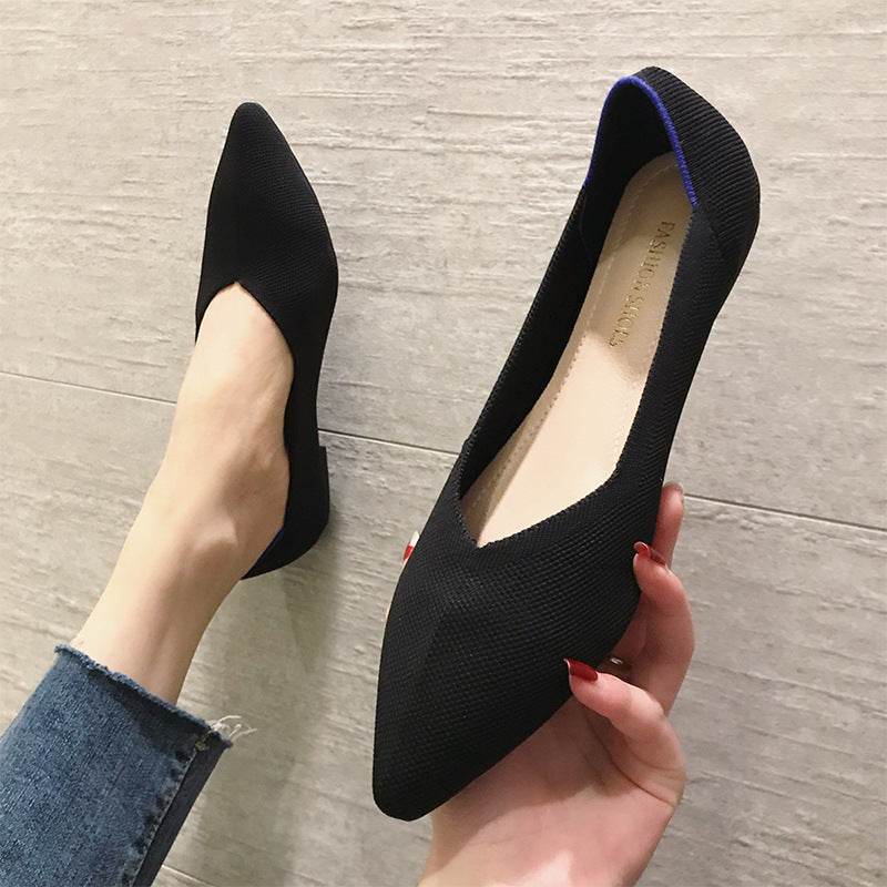 Chaussures de ballet pliables tissées volantes décontractées à la mode pour femmes