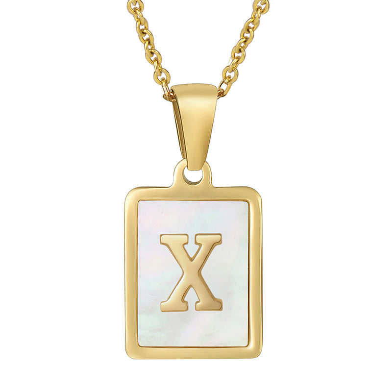 Women's Fashionable Stainless Steel Shell Letter Necklace