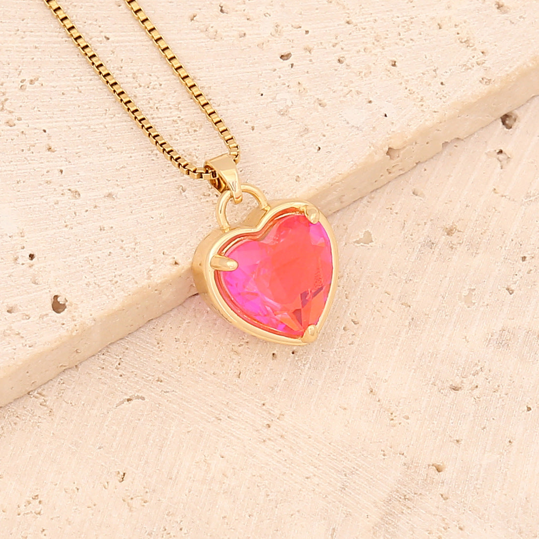 Collar De Corazón Degradado Multicolor De Moda